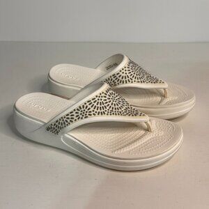 Crocs Monterey Diamante White Wedge Sandals Women Size 9 / New